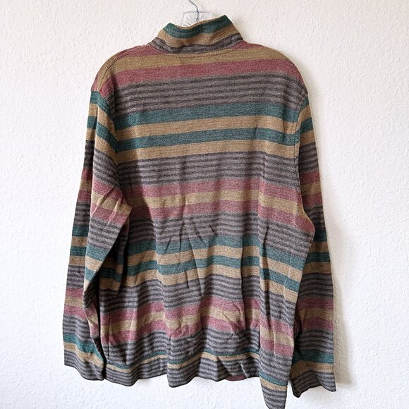 Men's L.L.Bean Comfort Stretch Piqu Stripe 1/4 Zip Pullover 514027 Sweater XL - Picture 2 of 5